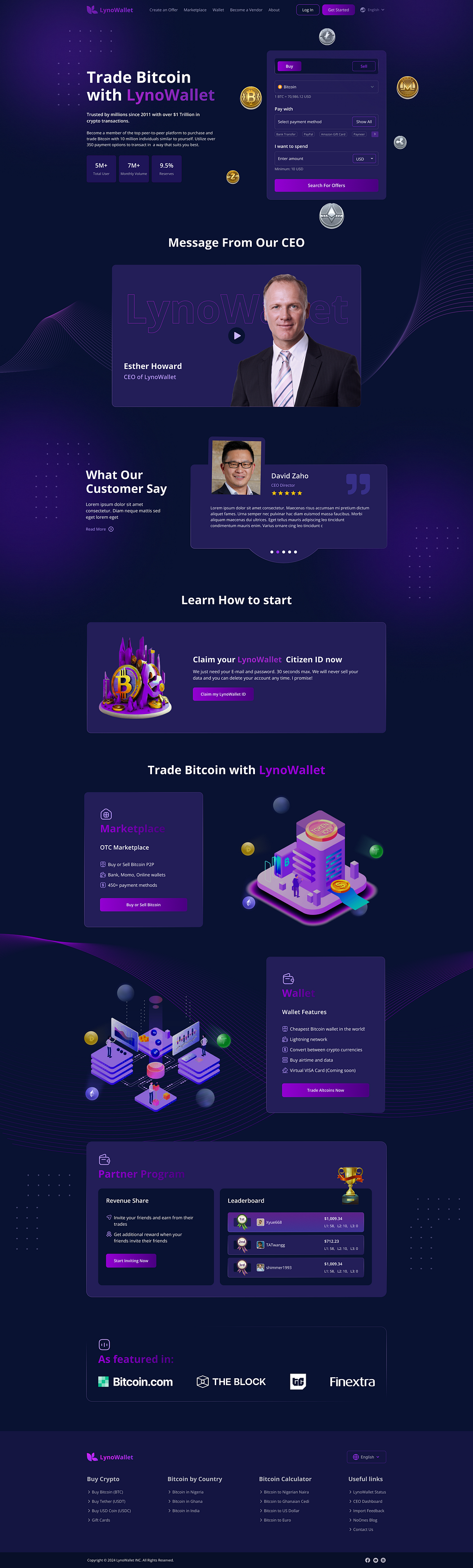 Crypto Buy, Sell & Trading website Design