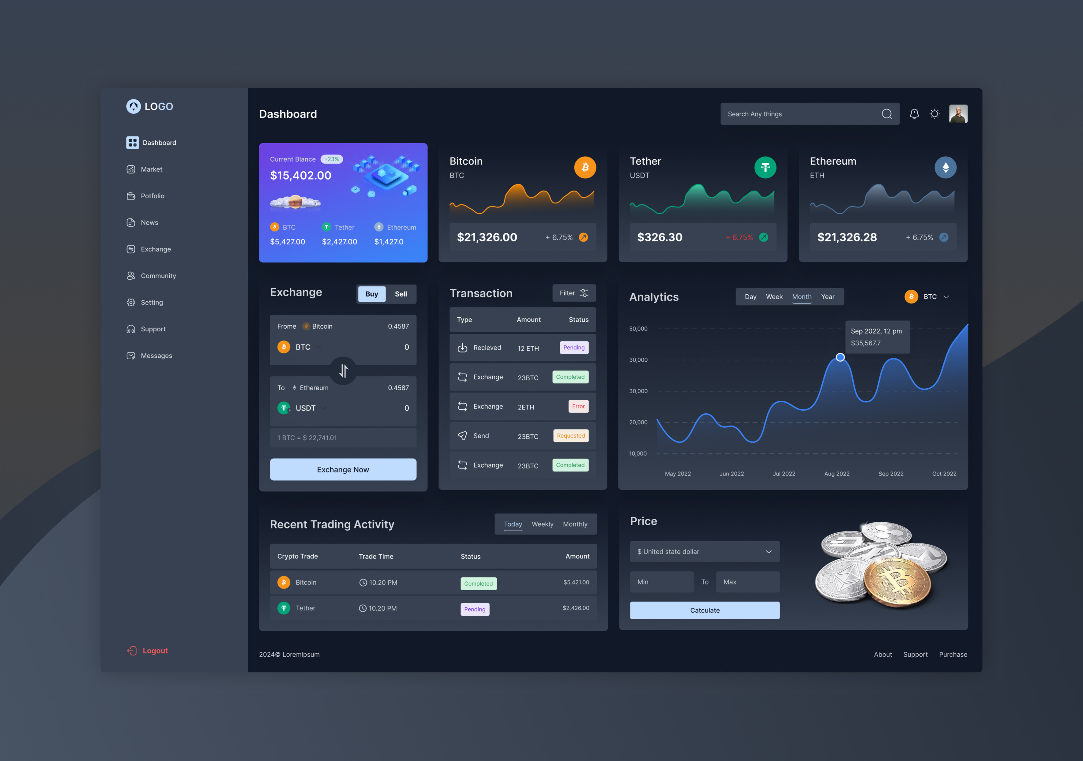 Crypto Exchange Dashboard