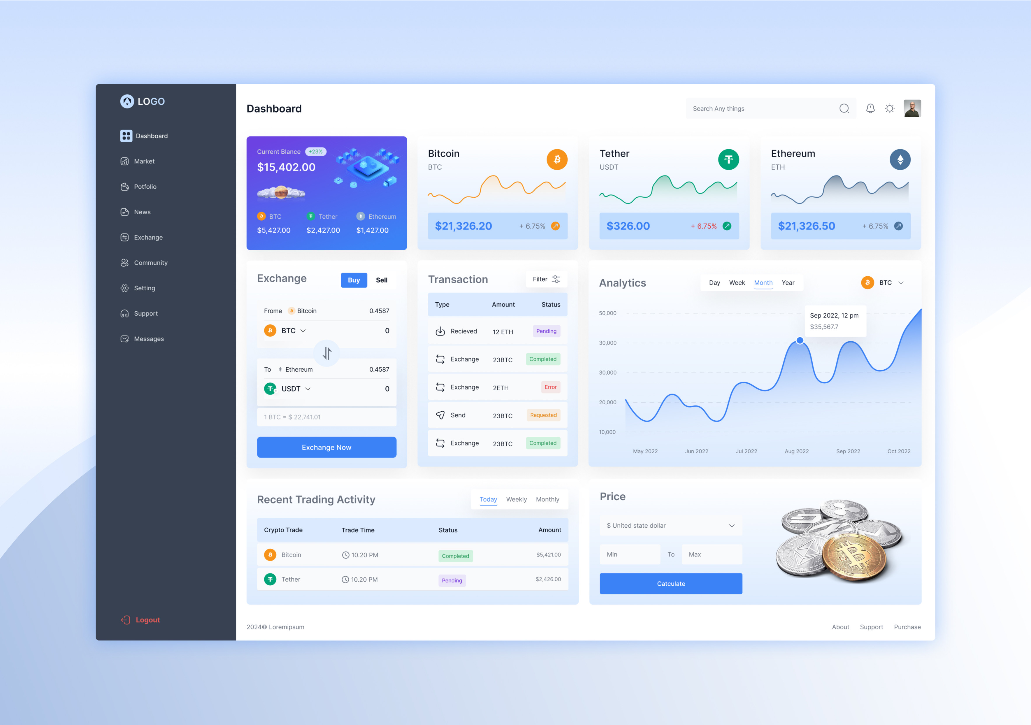 Crypto Exchange Dashboard