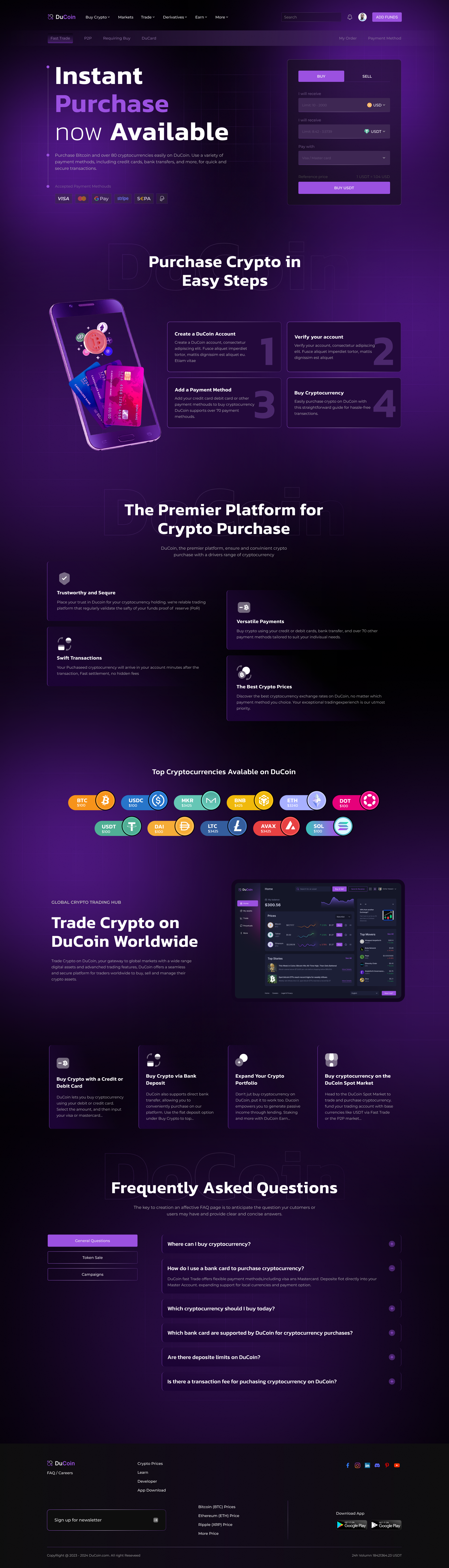 Crypto Website Design | Cryptocurrency Landing Page.